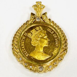 K24コイン＆K18 0.16ctメレダイヤ付枠トップ